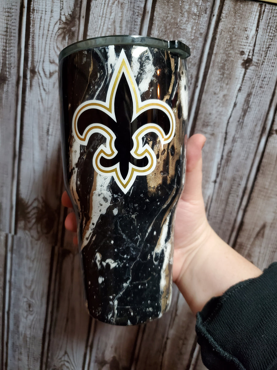 Fleur de lis marble hydro dip Stainless steel tumbler. – Backwood