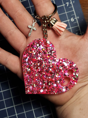 Semi Colon Heart 3 inch Keychain