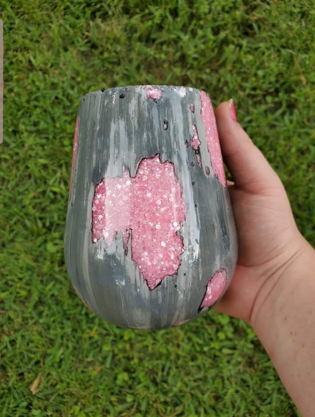 Pink Geode Glitter Tumbler Stainless Steel