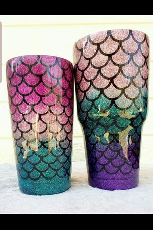 Pink Glitter Mermaid tumbler Stainless steel – Backwood-Designs-La