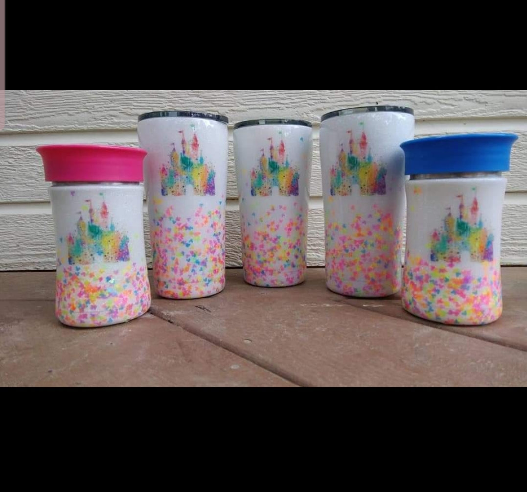 Disney Tumbler with Straw - Disney World Castle - Be Your Own Rainbow