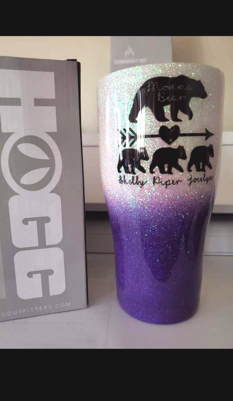 Black and Purple Glitter Ombre Tumbler or Water Bottle