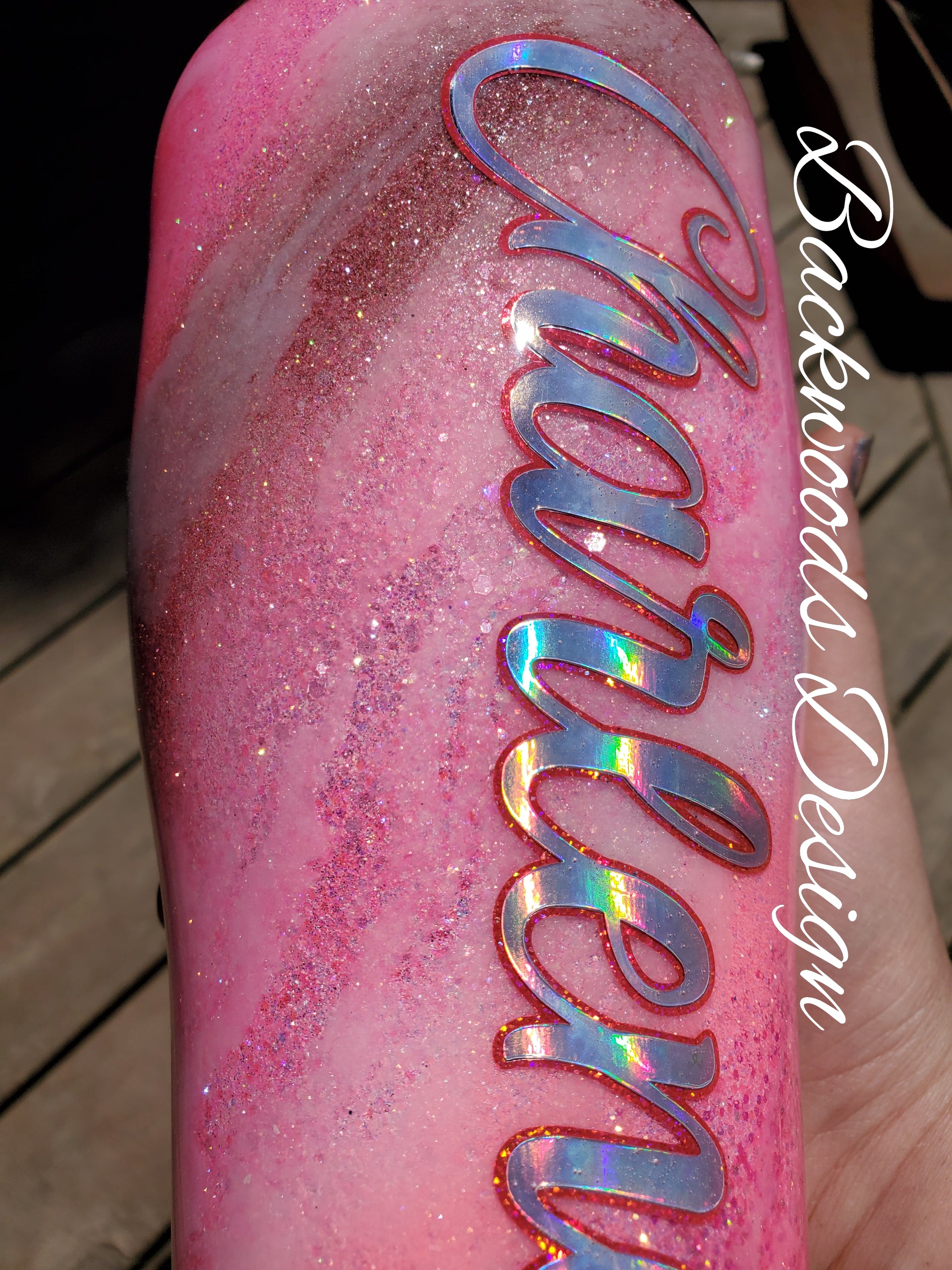 24 oz. Curved Tumbler with Handle (MULTI COLOR SWIRL with GLITTER)